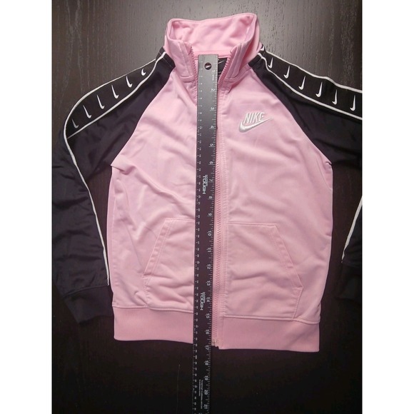 Nike Black & Pink Long Sleeve Zippered Sweater Size M  5-6 Years EmbroLogo #403C - Picture 4 of 7